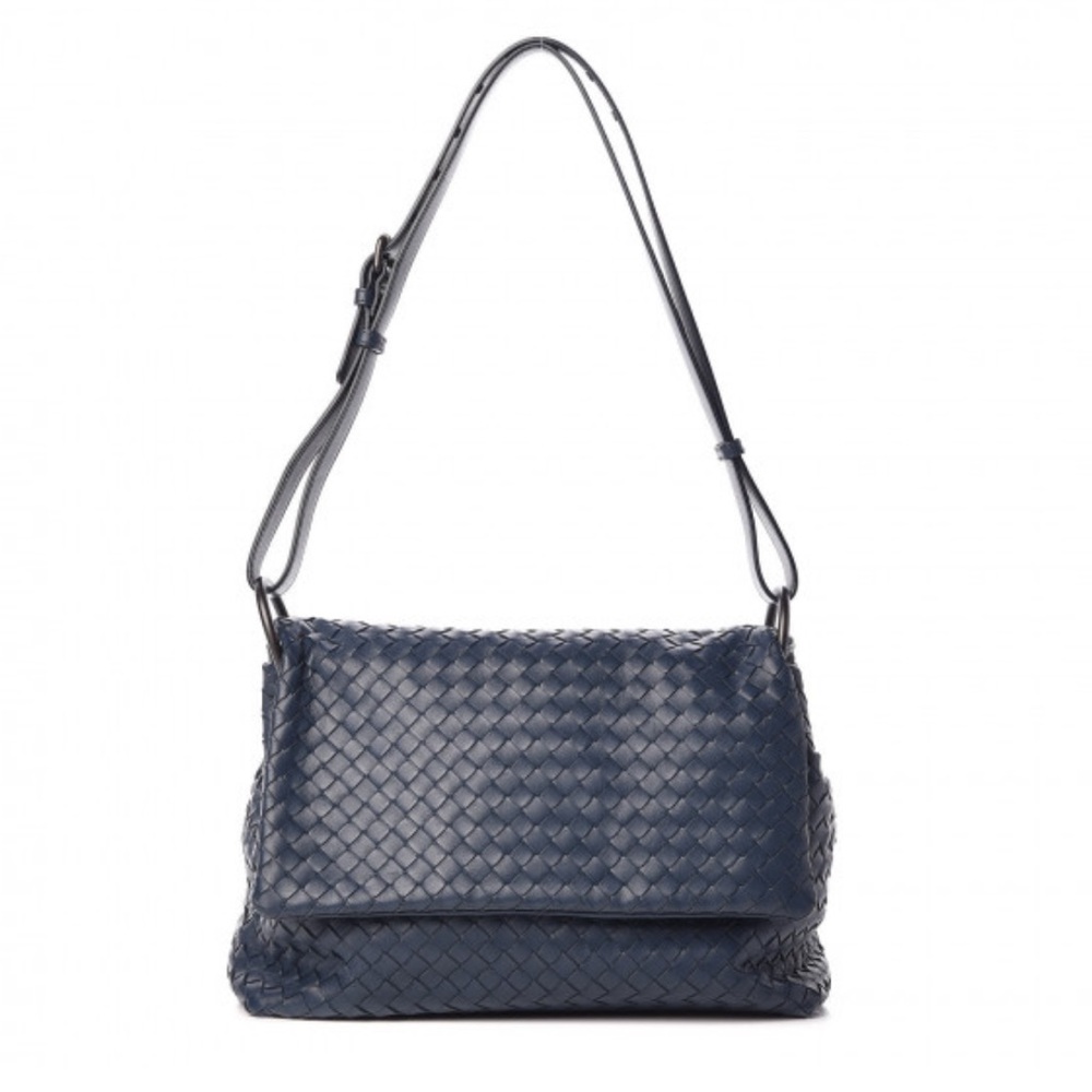 Bottega Nappa Intrecciato Shoulder Bag Celeste
